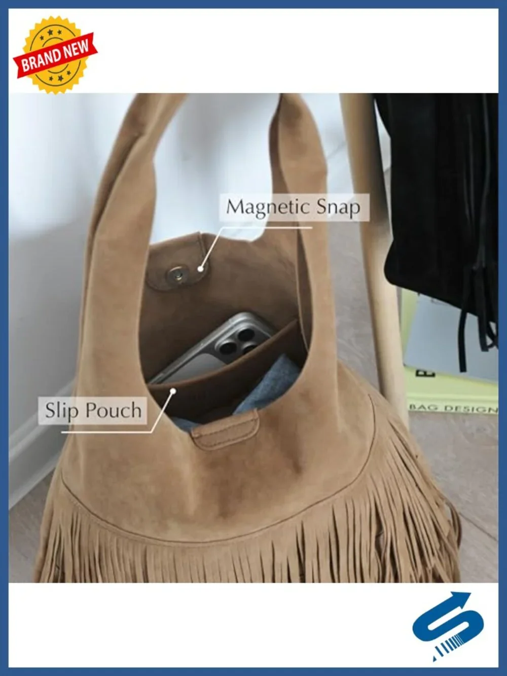 Tassel Faux Suede Hobo Bag Fringe Shoulder Handbag
